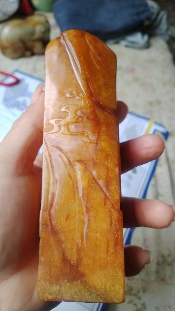 田黄石四面薄意山水荷莲印章珍品鉴赏