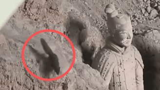 秦始皇陵兵马俑坑有松鼠蹦跳穿行