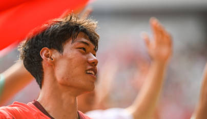 组图：U23国足1-0塔吉克斯坦 贺一然绝杀庆祝