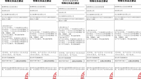 敢舞科技收获5张“特殊化妆品注册证”