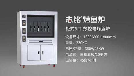 志铭柜式6口烤箱烤鱼 大型商用烤鱼炉设备