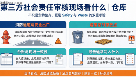 速讯咨询顾问：第三方社会责任审核现场参观（仓库、宿舍、食堂厨房）核心看点