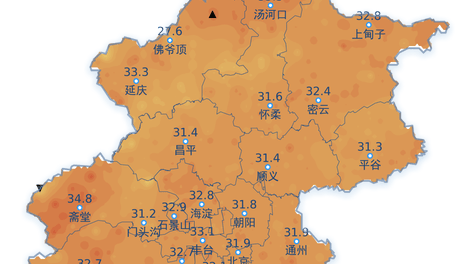 今天13至14时，北京全市测到最高气温为37.2℃