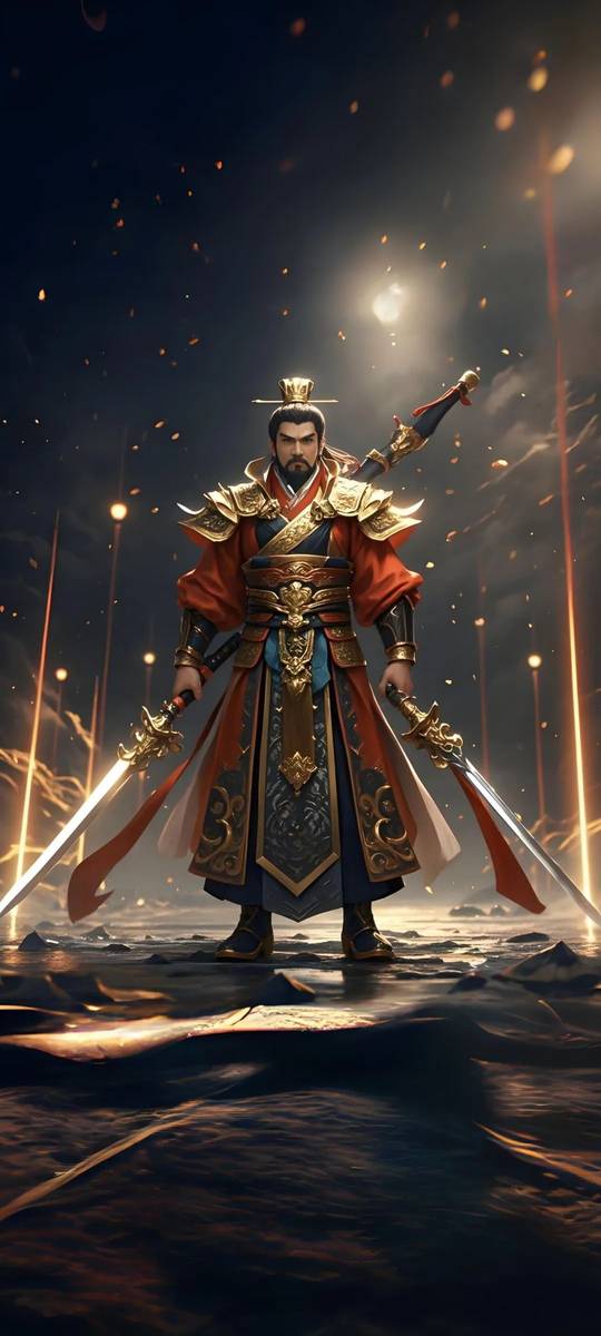 手机壁纸，汉昭烈帝刘备携五虎上将卧龙凤雏前来助阵，国潮壁纸