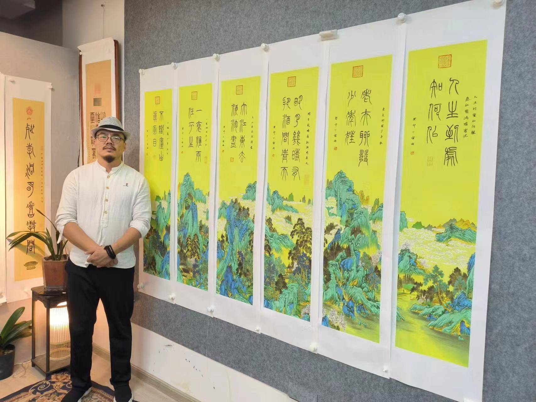 书画家丁雷雨先生作品《千里江山图东坡词六条屏》被中国国家画院美术