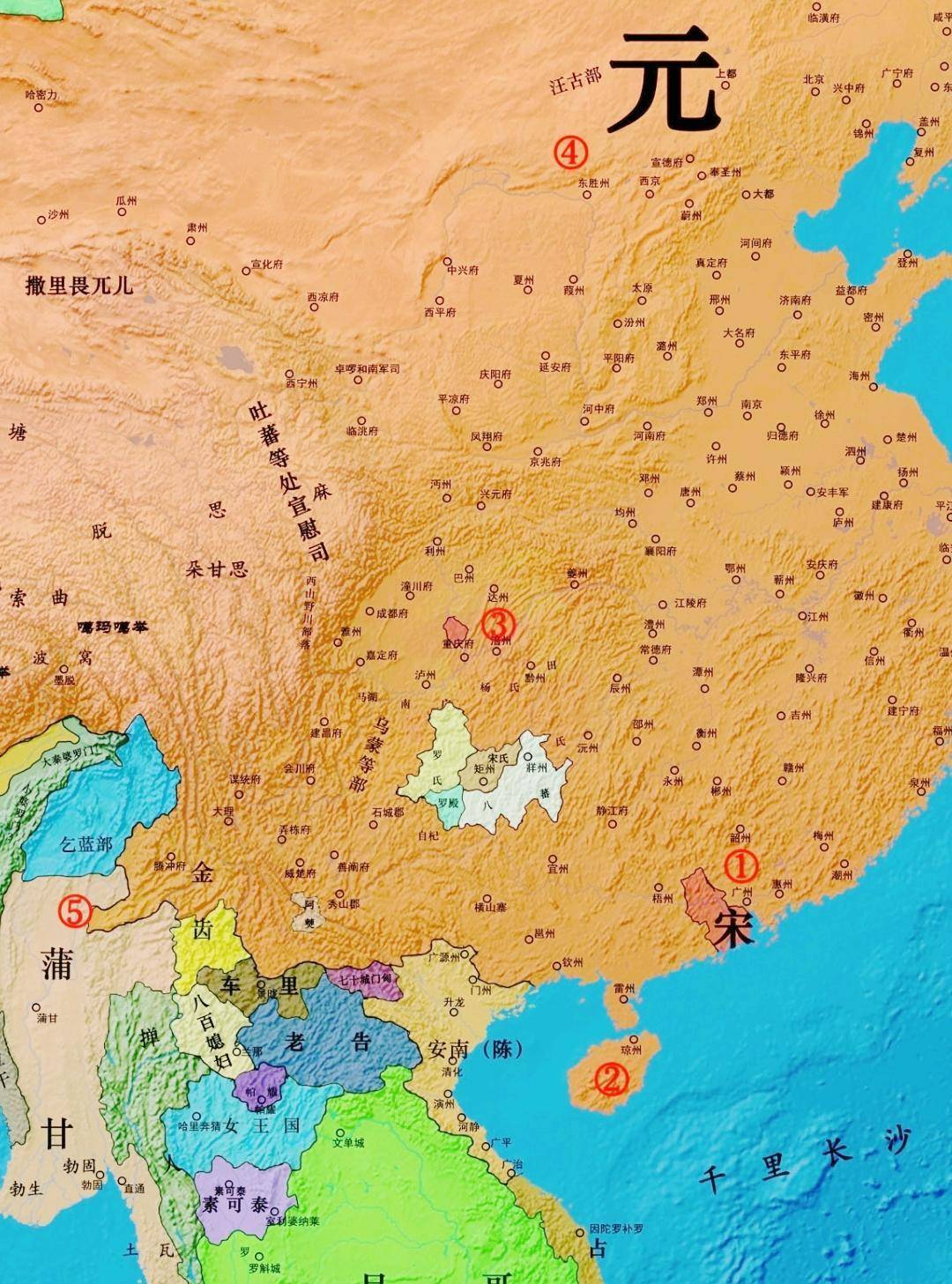 元朝时期中国地图图片