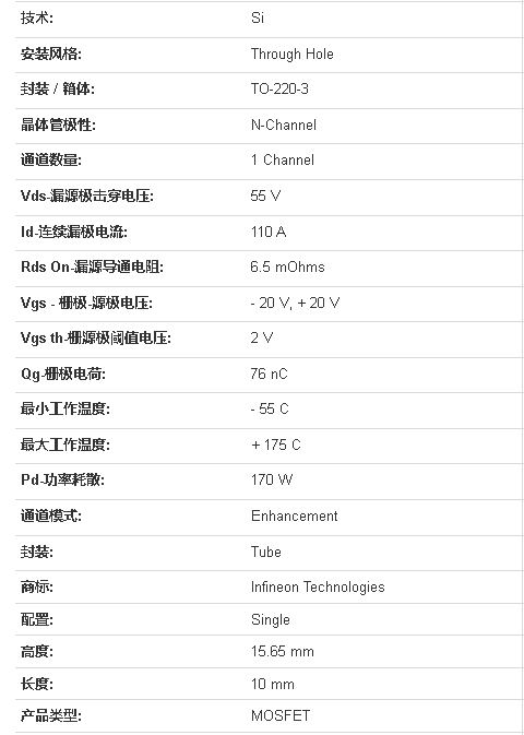 规格参数如果需要采购原装irf3205zpbf器件,或者查看更