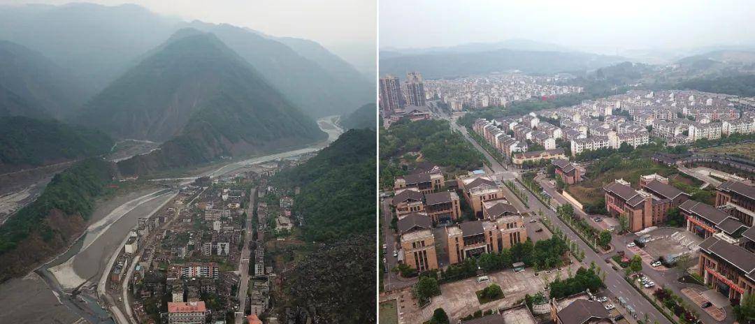 汶川大地震旧址前后对比,绿树青藤长满残壁断垣,却难掩旧痛_土地_汉旺