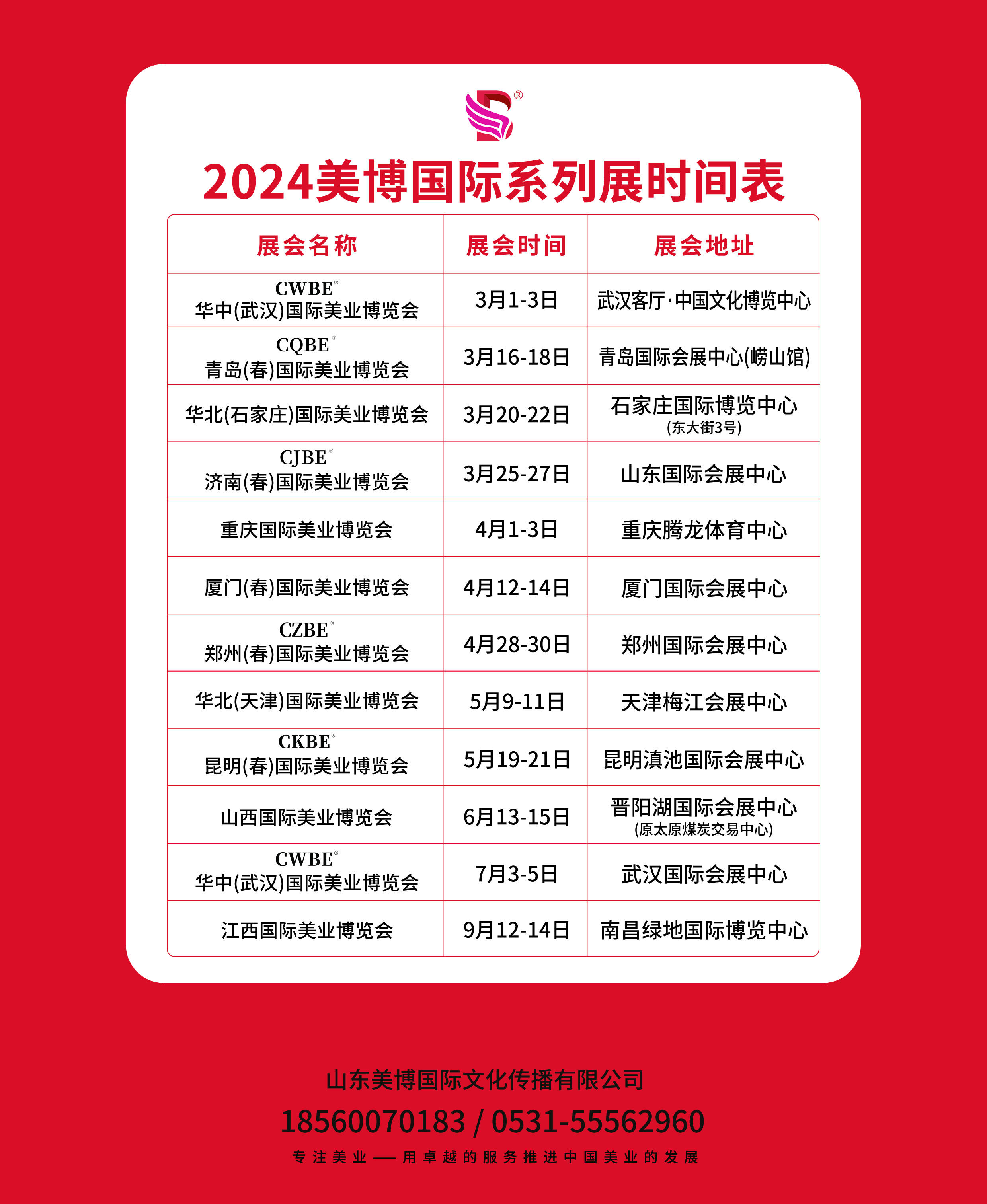 2024年全国上半年美博会时间表