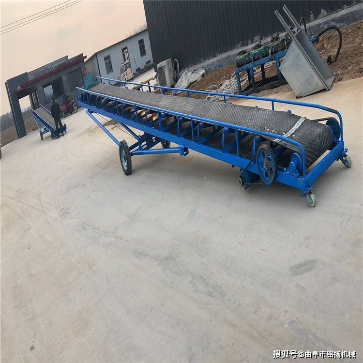 仓库传递带小型皮带机 小型折叠传送带 v型托辊输送机_输送带_升降