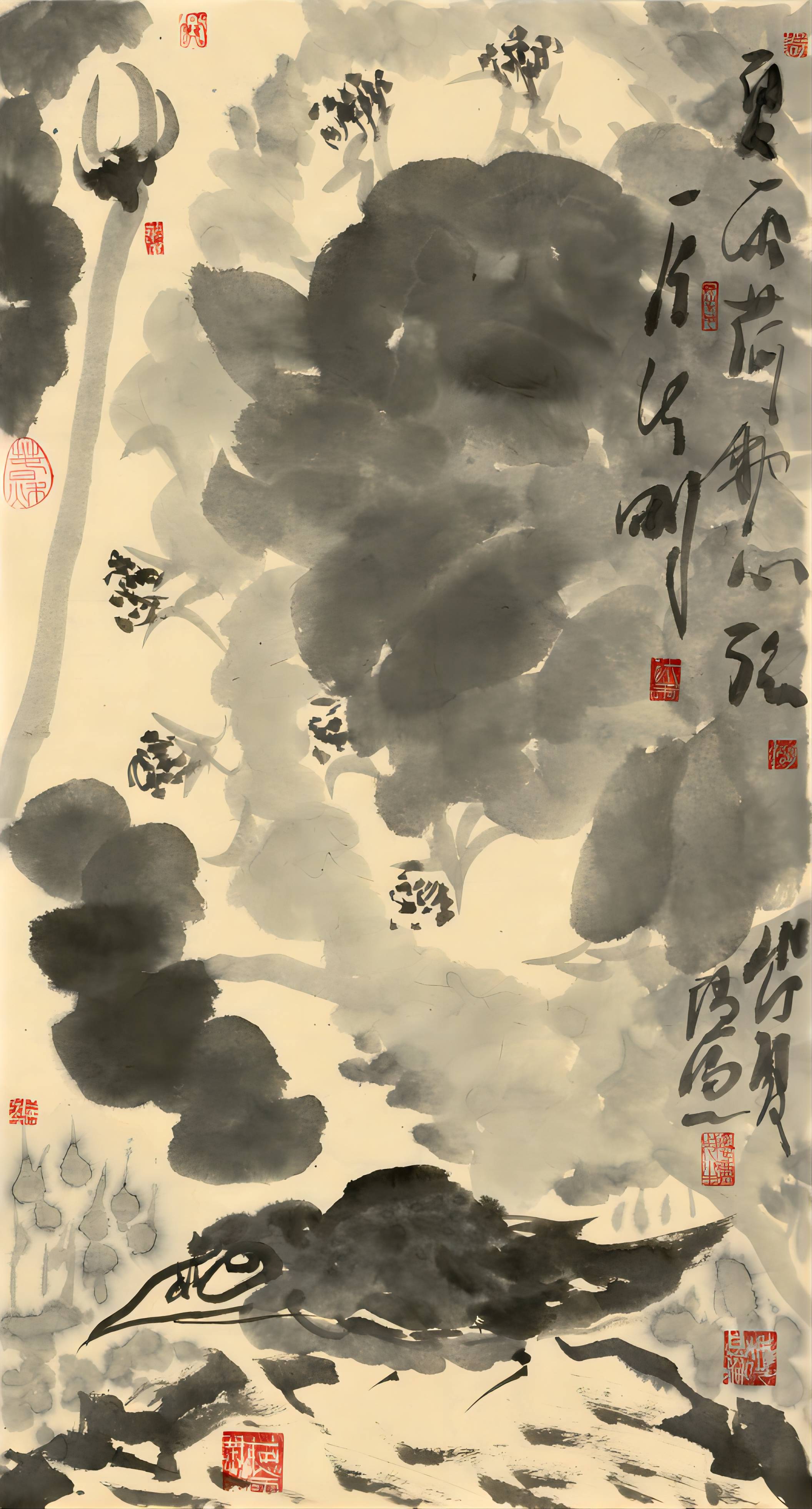 大写意花鸟画家"周隐谦"十幅雨荷观赏_作品_太和_中山