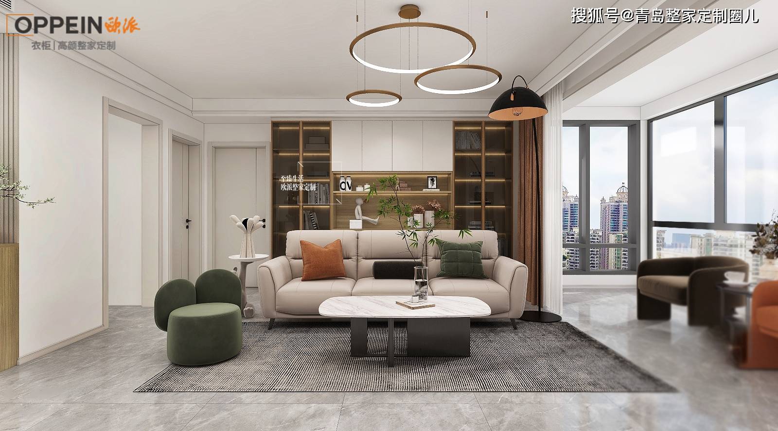 青岛鑫江瑞府130平方米现代简约欧派大家居案例_装修_定制_欧派全