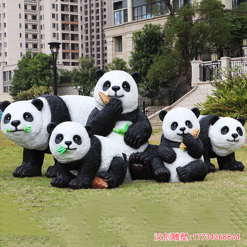玻璃钢仿真熊猫雕塑可爱国宝动物美陈摆件