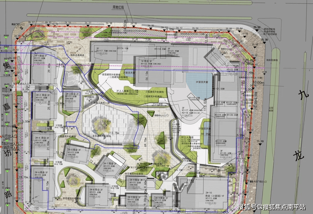 6亩,用地面积近39735平,总建筑面积61559平,由多栋商业体和小剧院