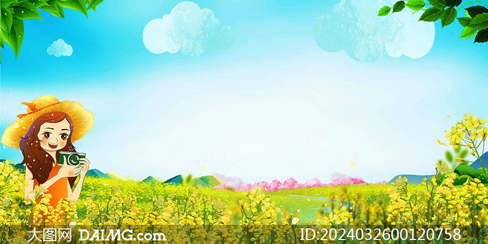 绿色清新主题春季海报背景模板_psd_daimg_html