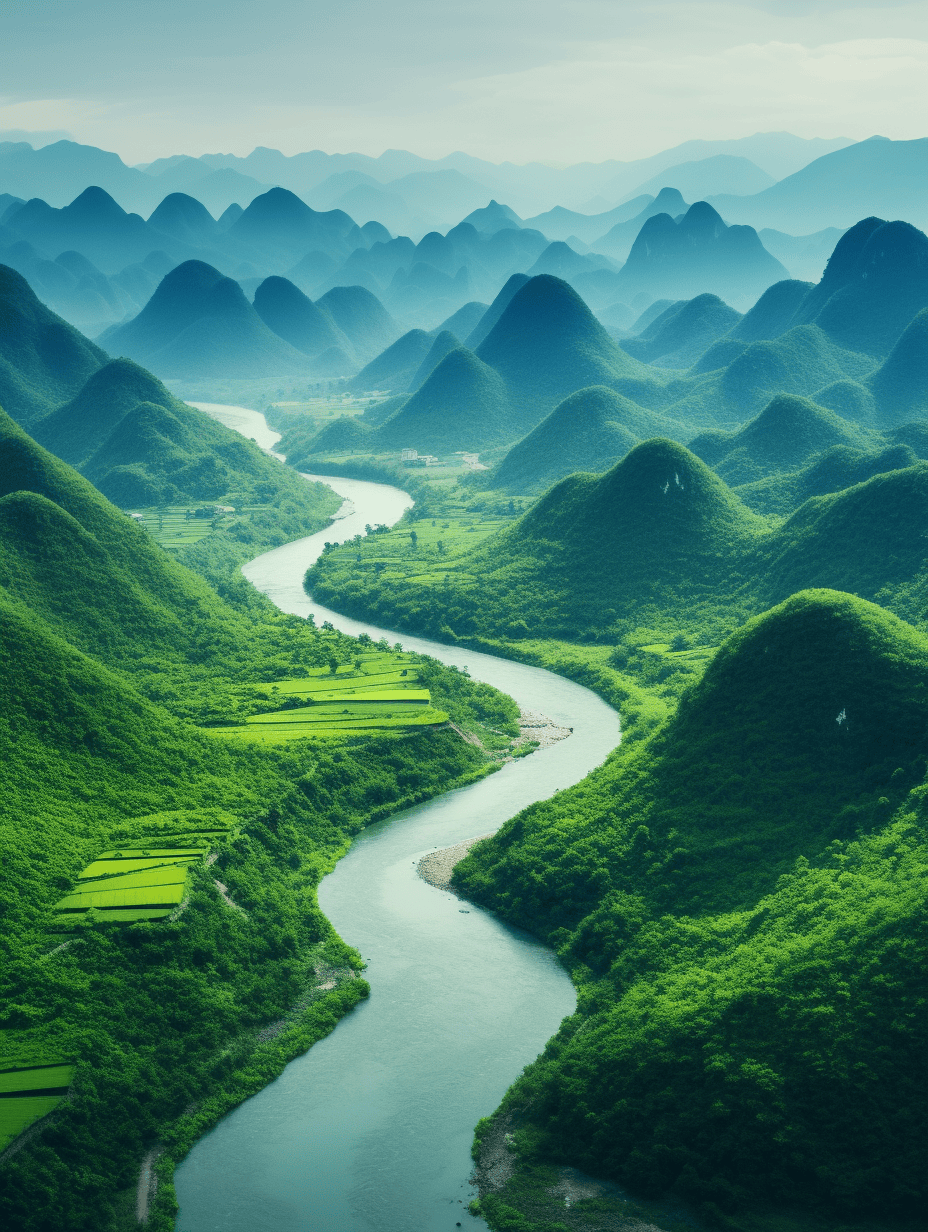 跟着ai绘画行于山水之间