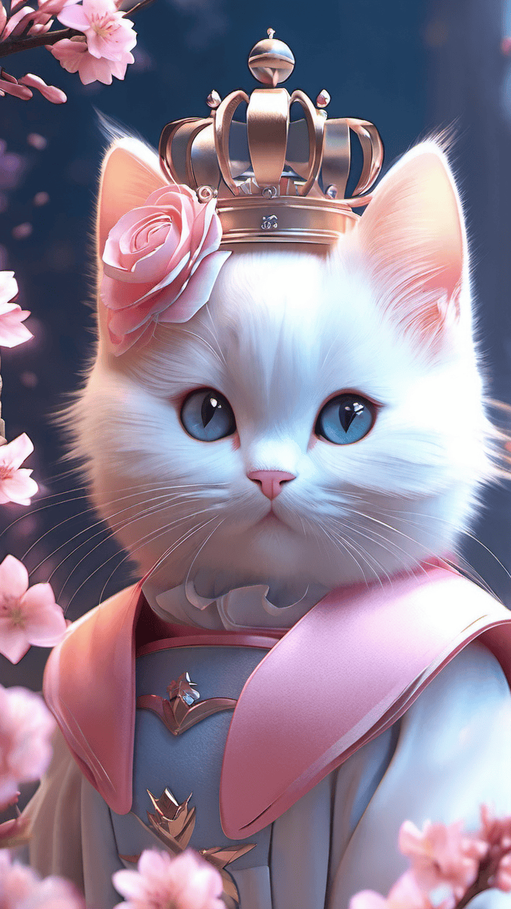 萌宠与桃花的浪漫邂逅,超级治愈!ai唯美高清手机壁纸