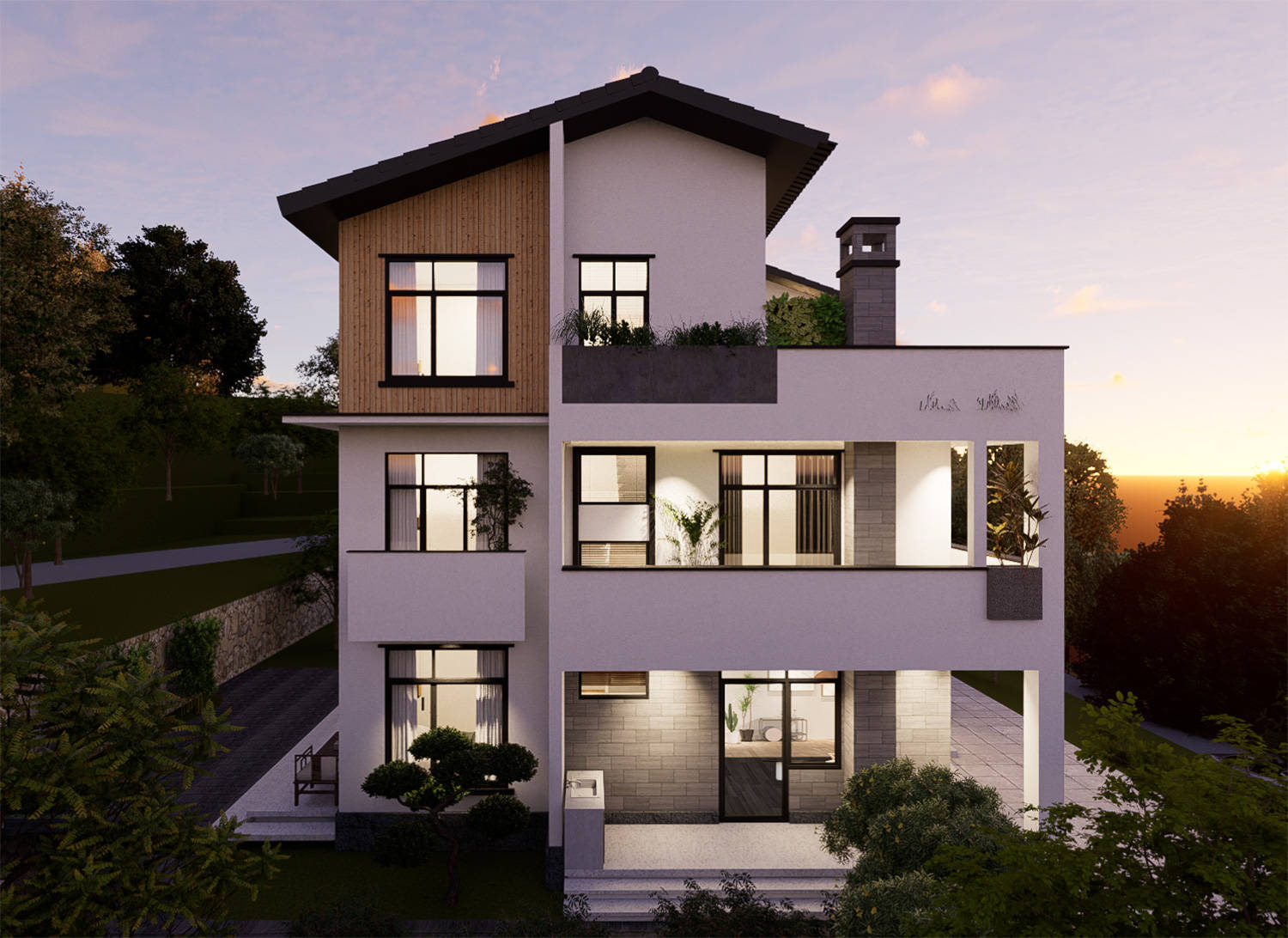 乡住案例设计分享:重庆大足带土灶三层现代别墅