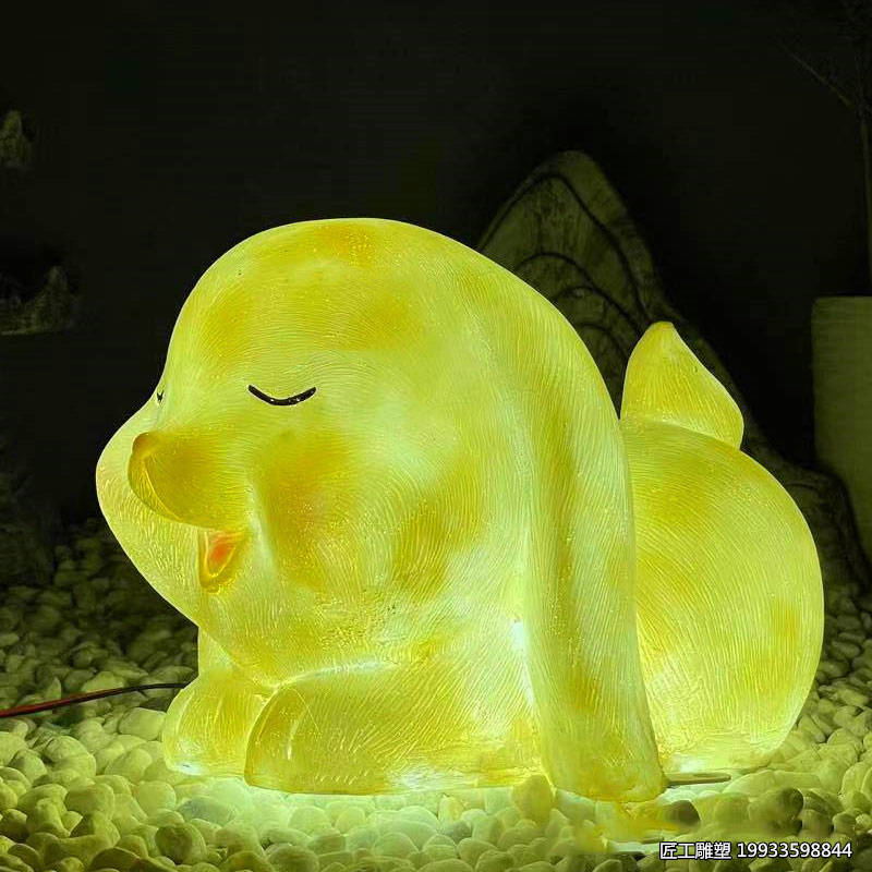玻璃钢卡通发光兔子雕塑创意动物造型装饰小品