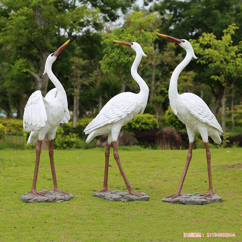 玻璃钢仿真白鹭雕塑 户外园林草坪装饰小品