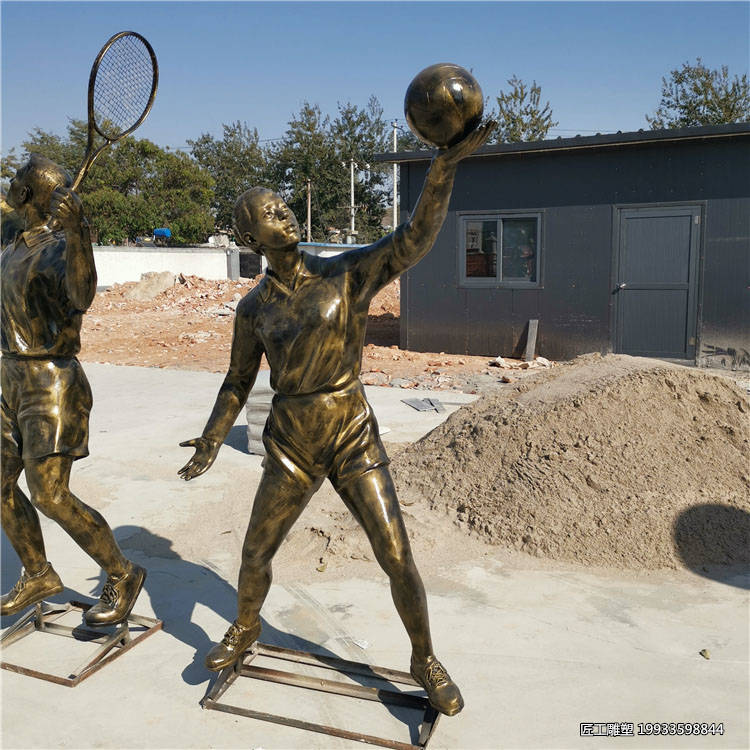 玻璃钢仿铜运动人物雕塑 校园文化人物装饰摆件