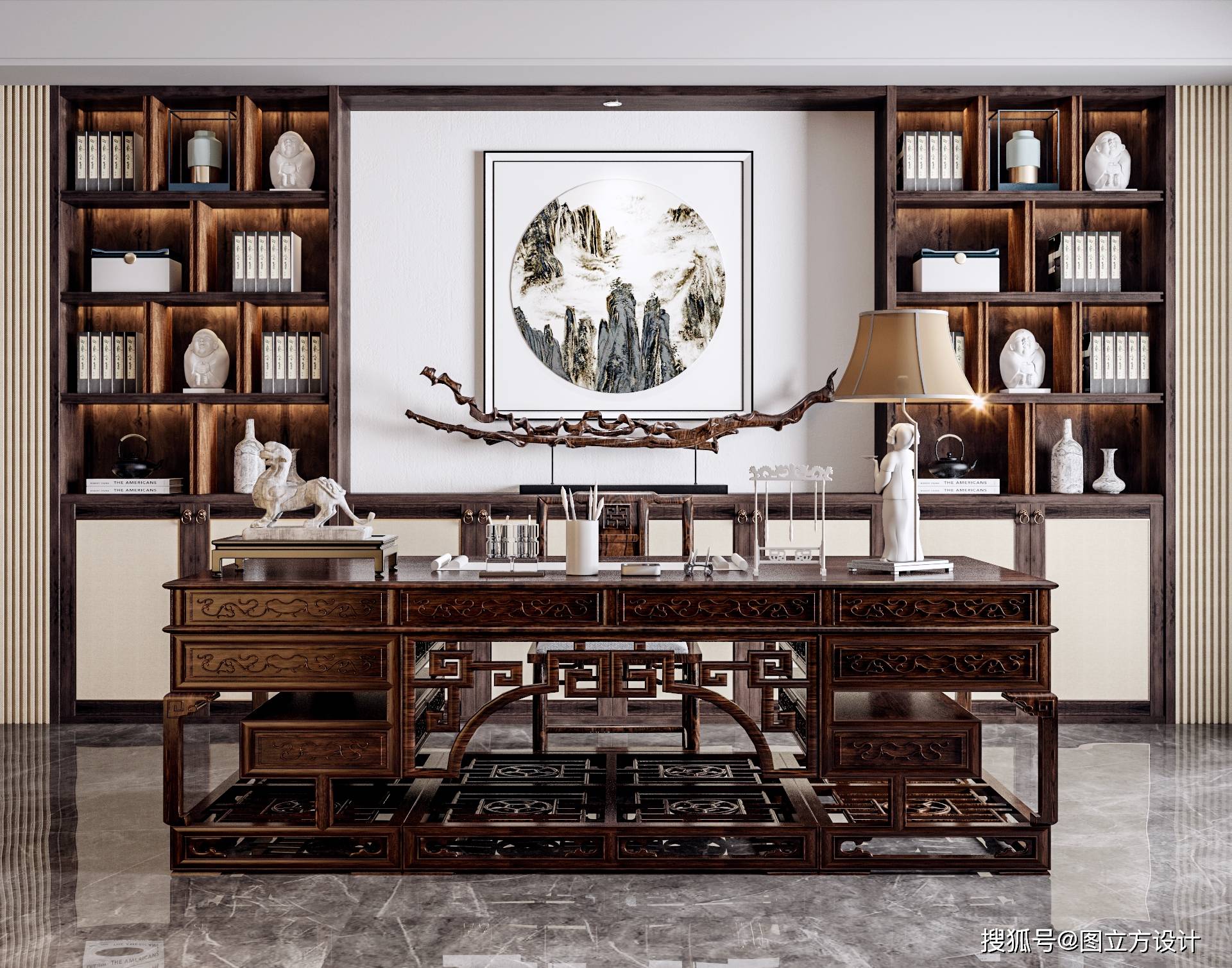 书房效果图书房效果图书柜和书架的设计同样精彩.