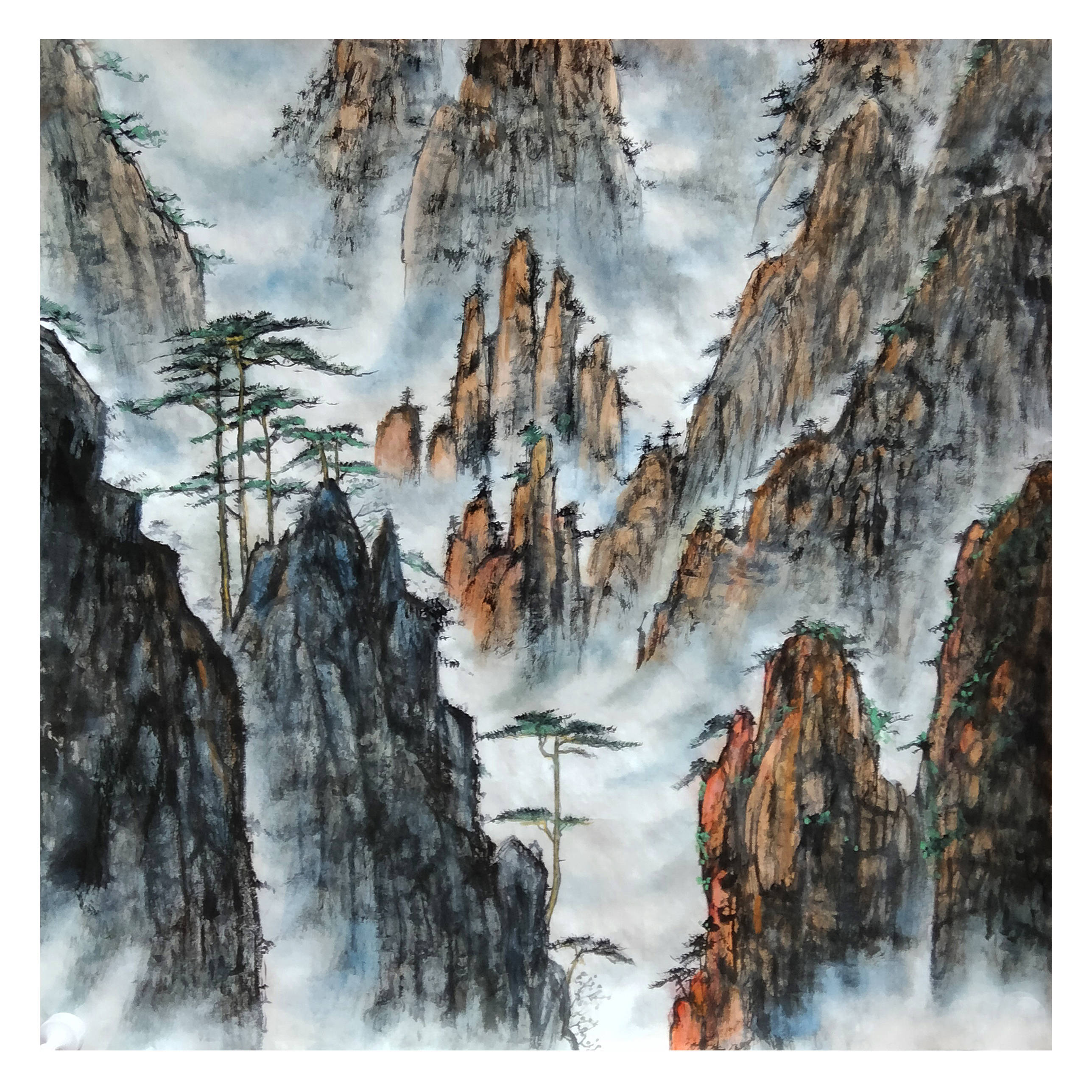 界画寒江---《黄山云海》系列山水作品(六)