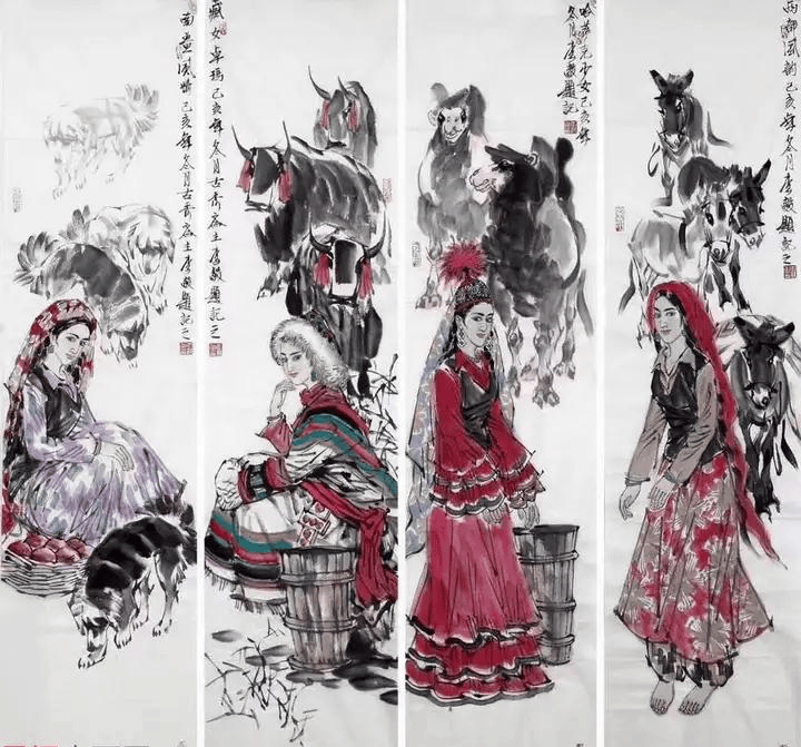 著名国画家李毅老师的异域风情美人图深入人心