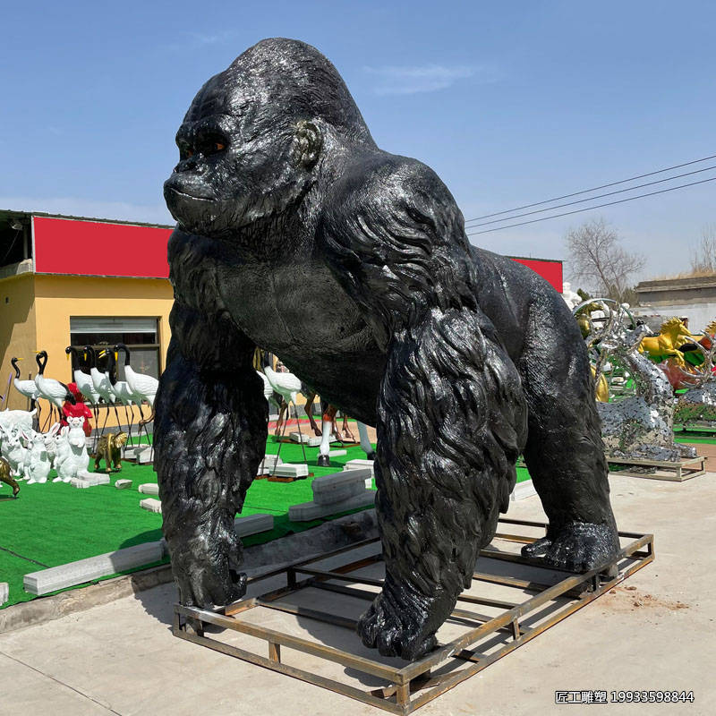 玻璃钢大猩猩动物雕塑 户外大型仿真景观装饰