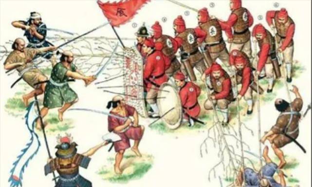 图丨戚家军使用狼筅,鸳鸯阵与倭寇作战倭寇声势浩大,使得当地的官兵