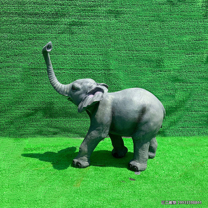 玻璃钢仿真大象雕塑 户外动物造型草坪摆件景观