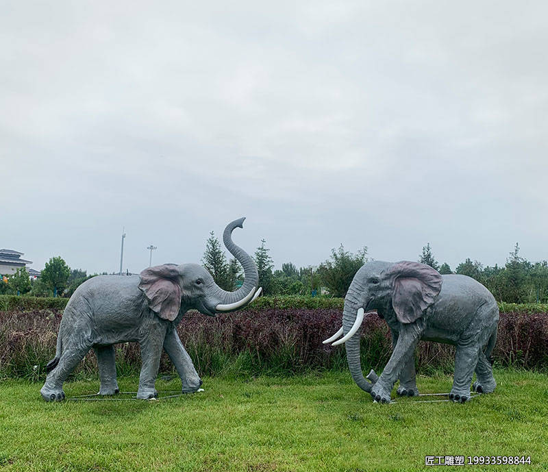玻璃钢大象动物摆件雕塑 大型装饰小品景观美陈