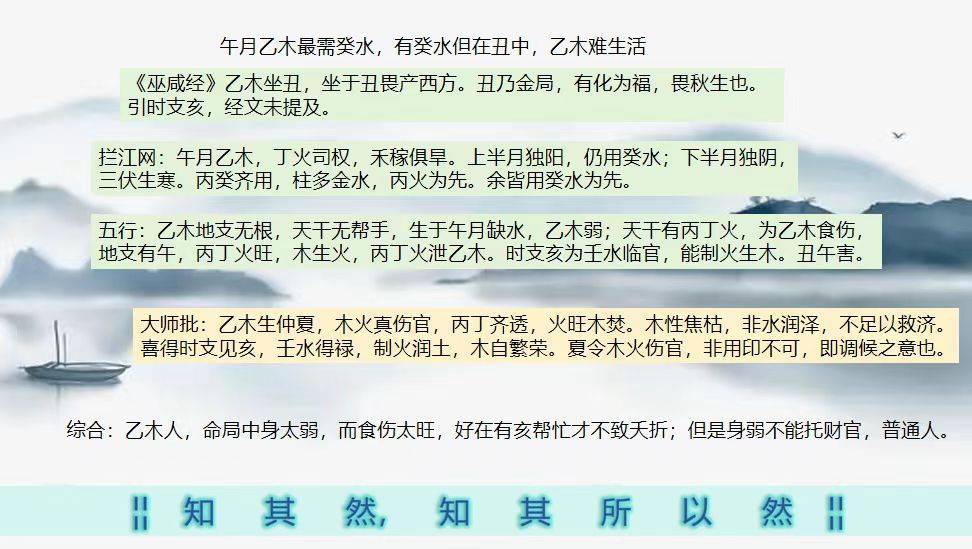 丙火太阳,融雪消冰,温暖大地;癸水雨水滋润大地,乙木生机得以焕发