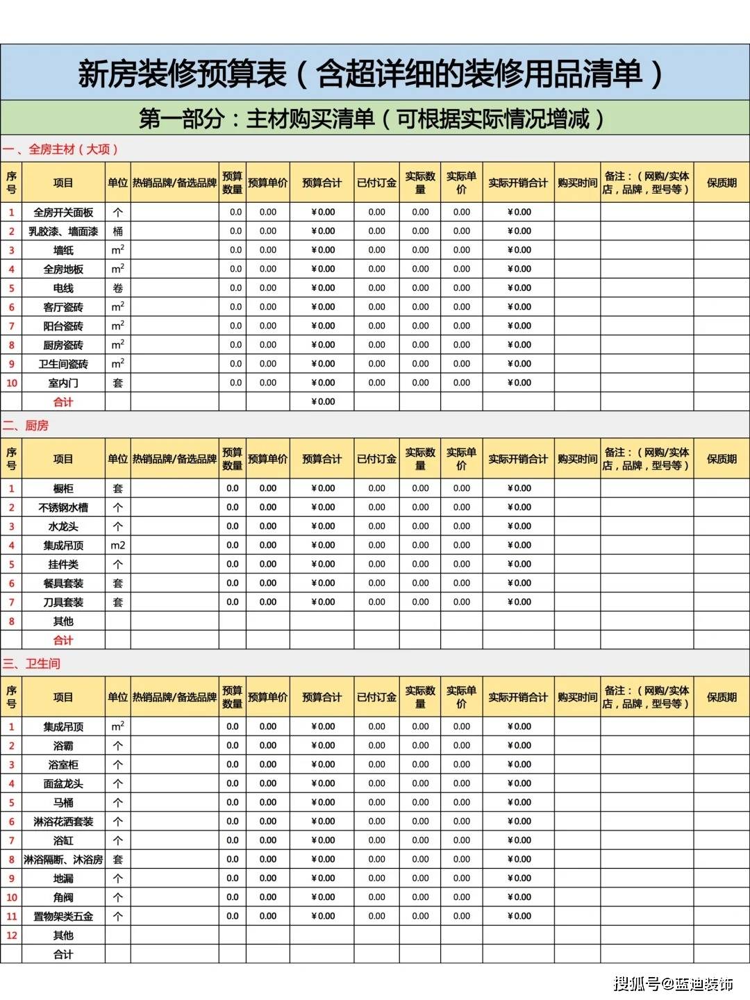 珠海前三装修公司:装修预算表怎么看