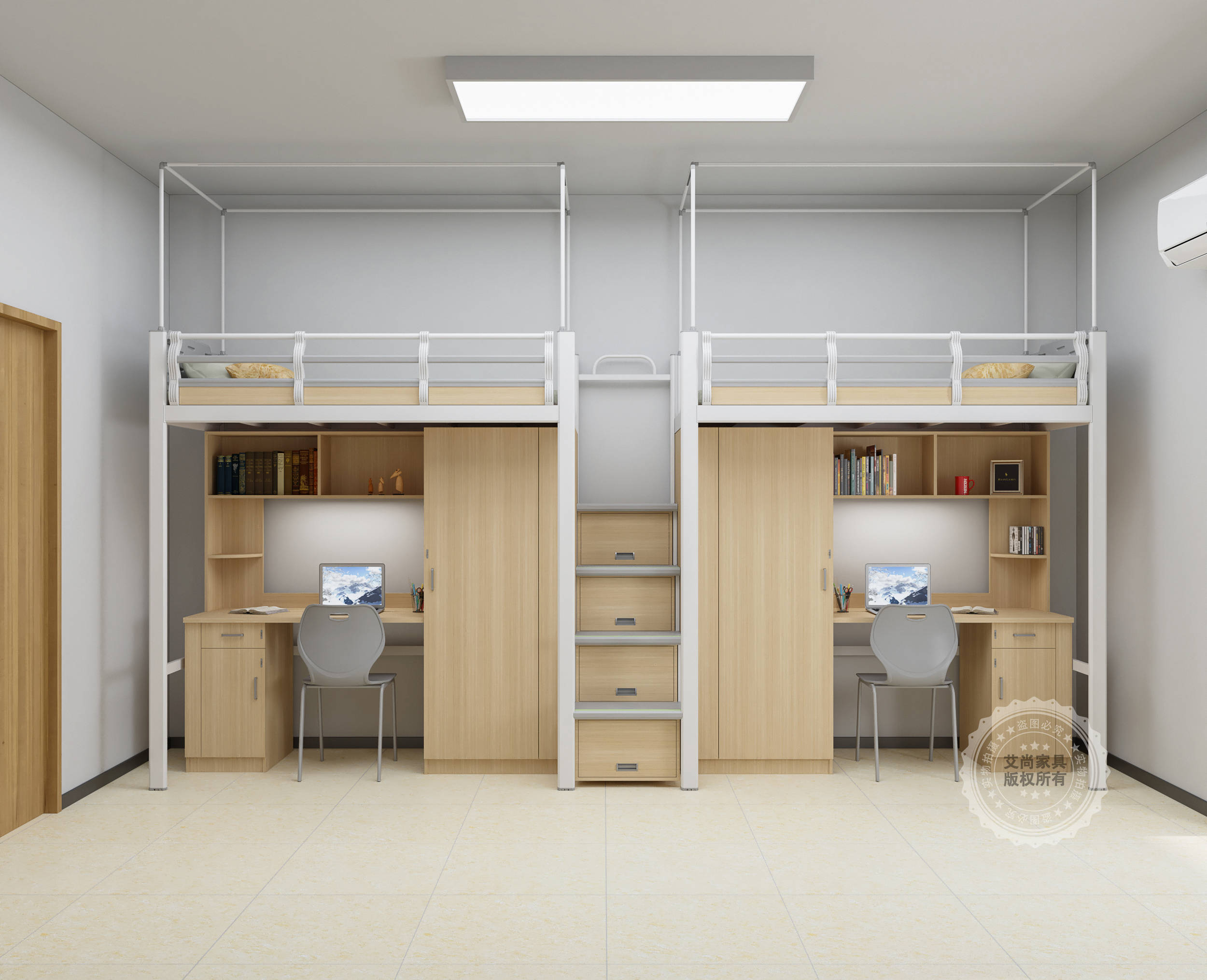 定制学校公寓床:上铺下桌一体床宿舍整体解决方案