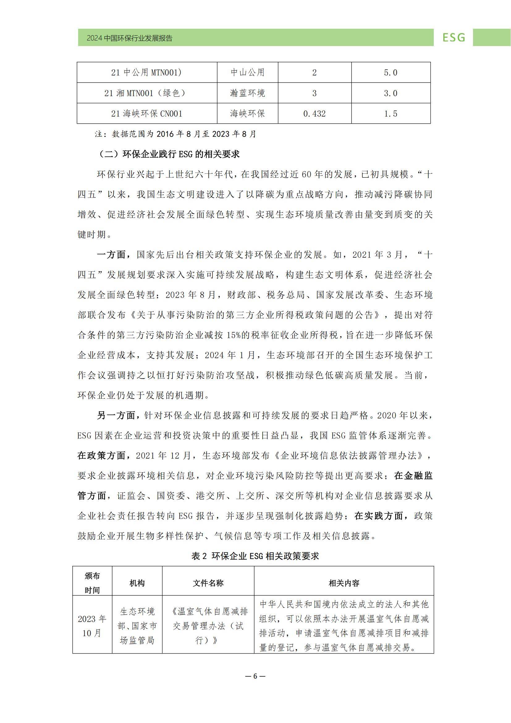 中华环保联合会：2024年中国环保行业ESG发展现状，发展特征分析-报告智库