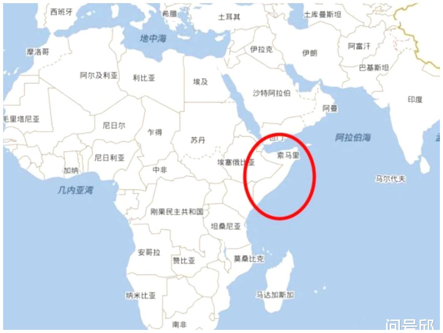 索马里在非洲大陆的地理位置1993年10月3日,美军与索马里武装分子在