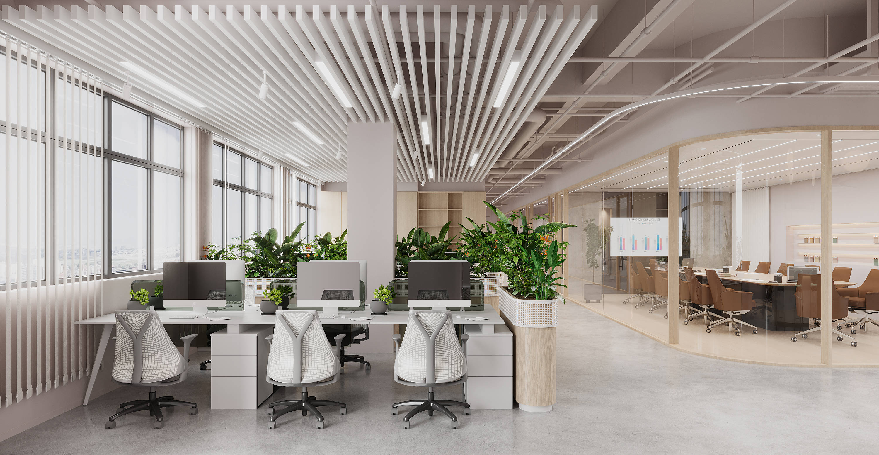 艺术漆 原木格栅:暖色系办公空间的美学方程式