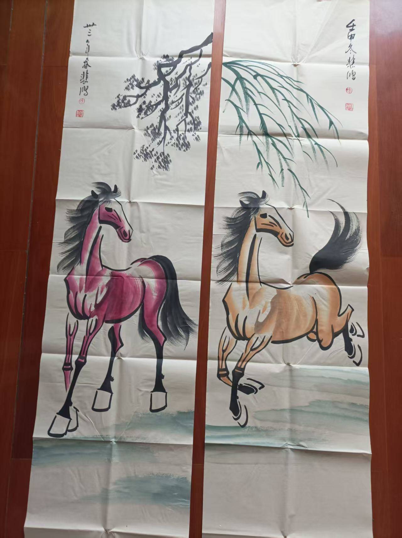 徐悲鸿骏马图四条屏笔墨间的奔腾气韵