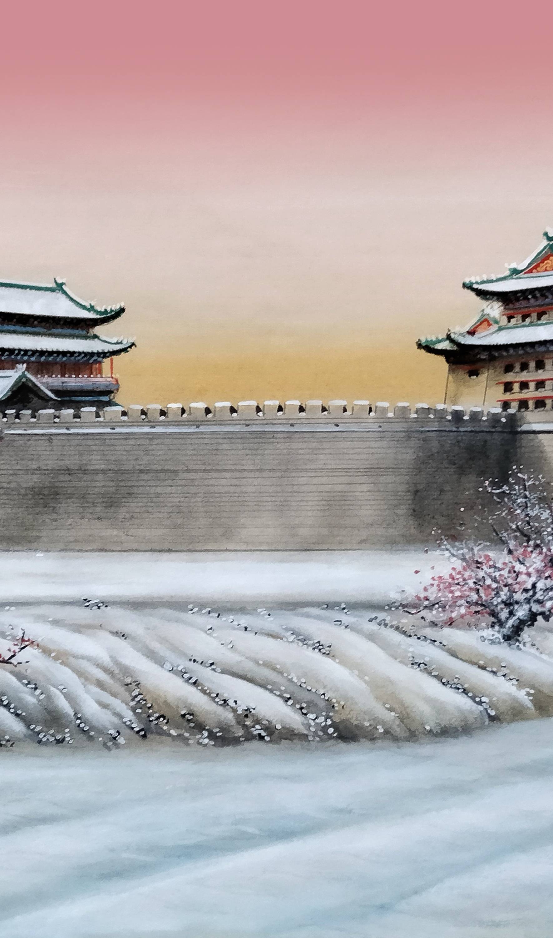 界画寒江---工笔界画《北京中轴线安定门雪景》