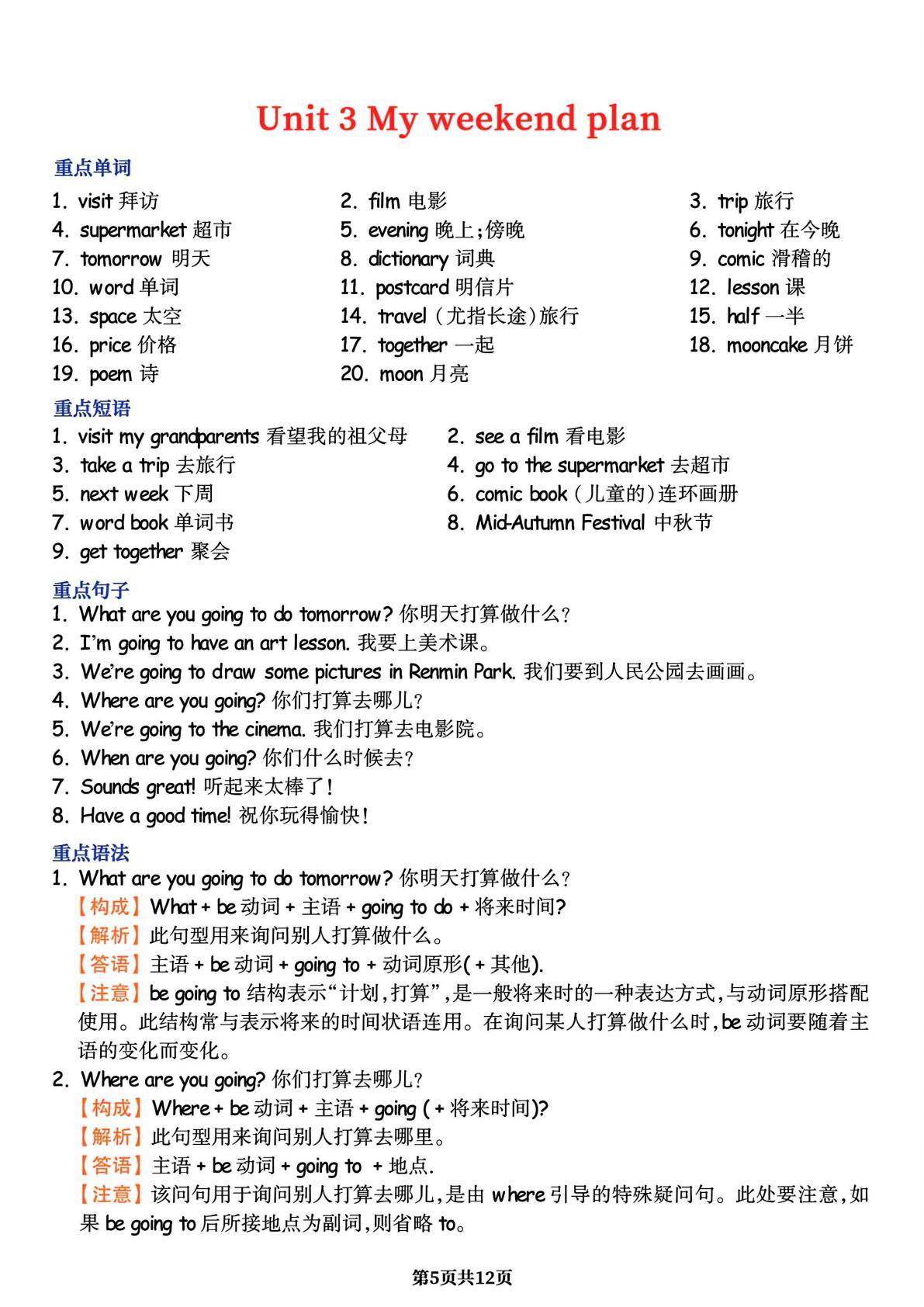 英语单元知识点总结