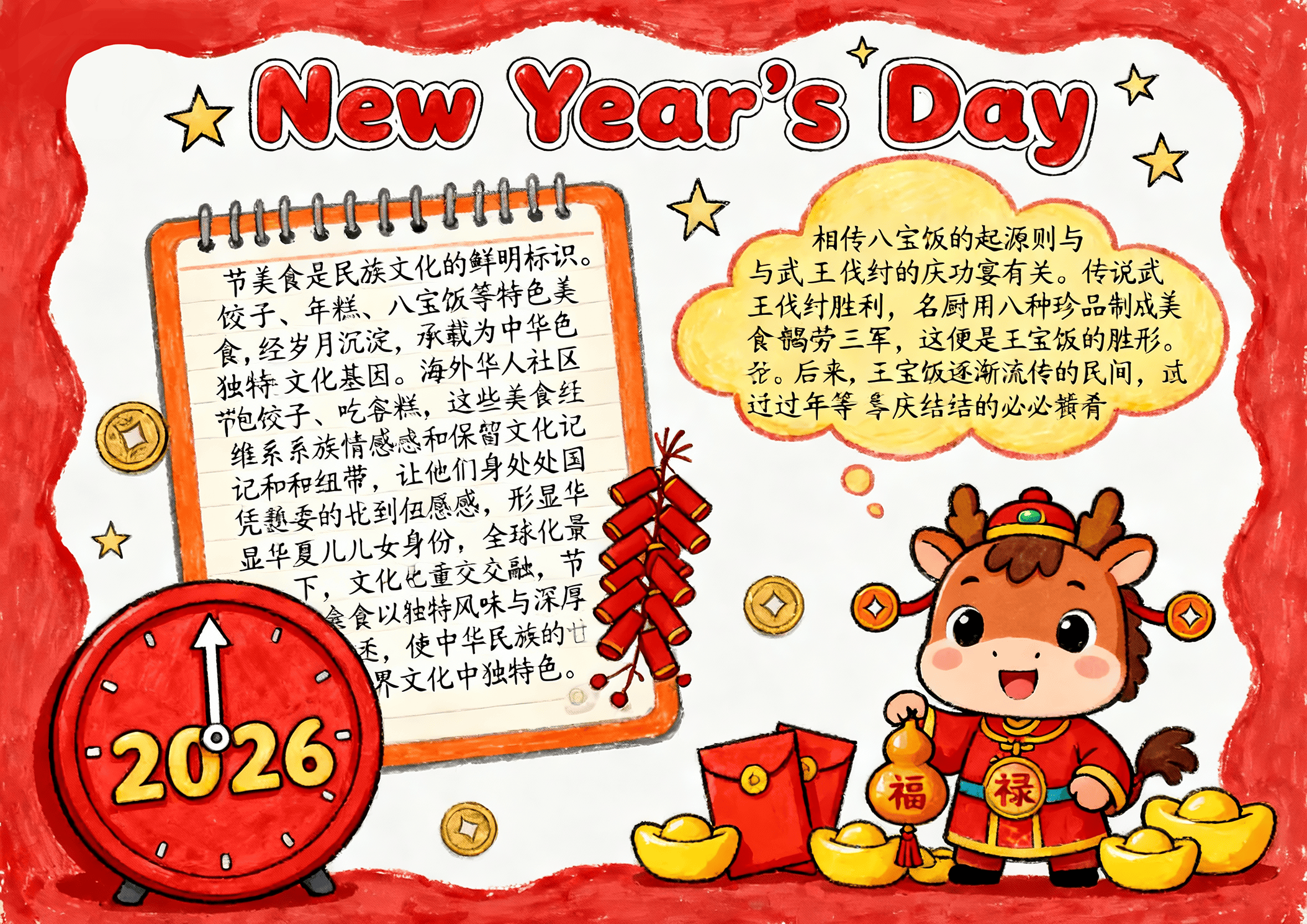 2026元旦春节相关手抄报汇总,可直接