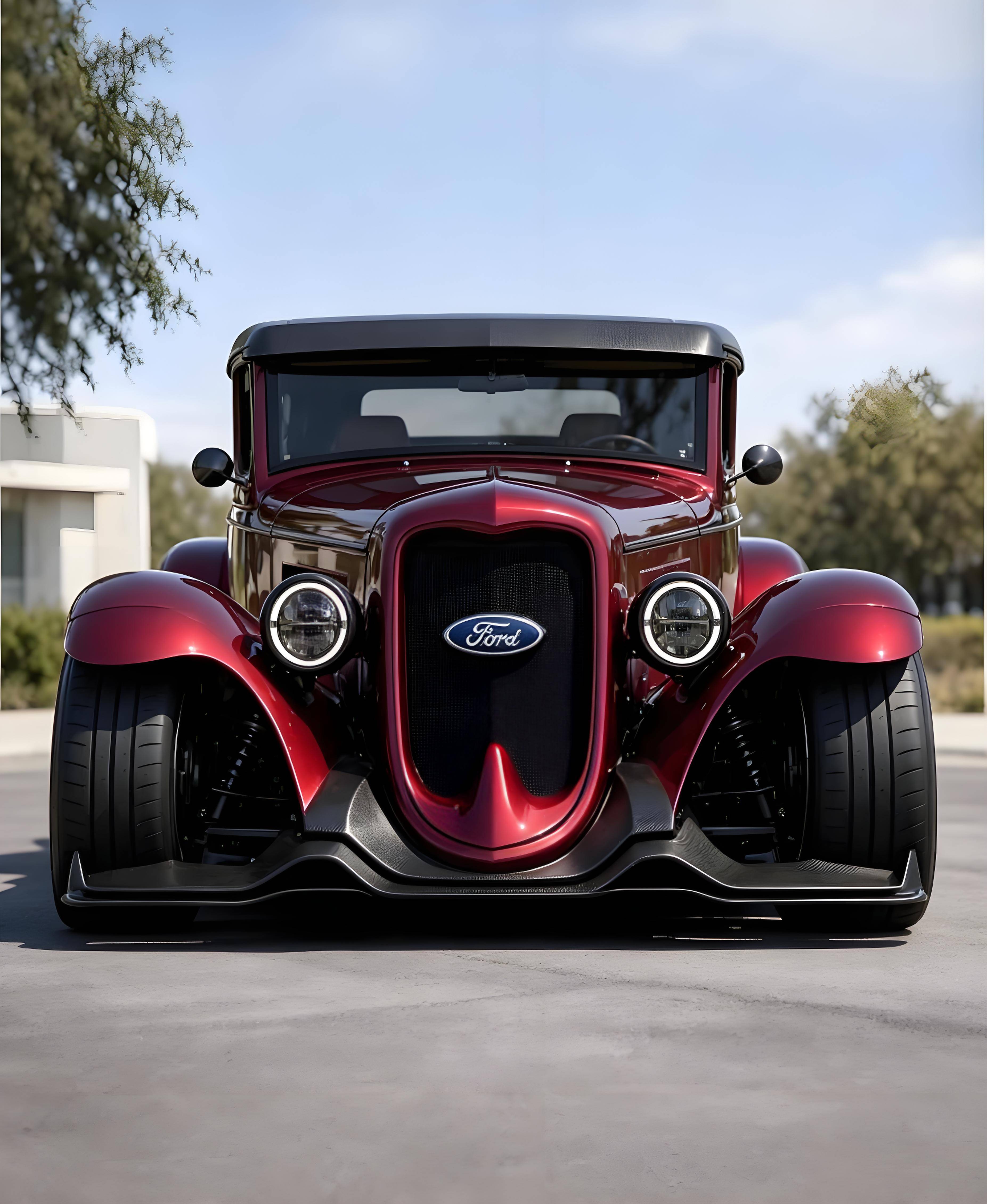 复古hot rod 融合现代套件这台福特概念渲染图藏着改装新思路