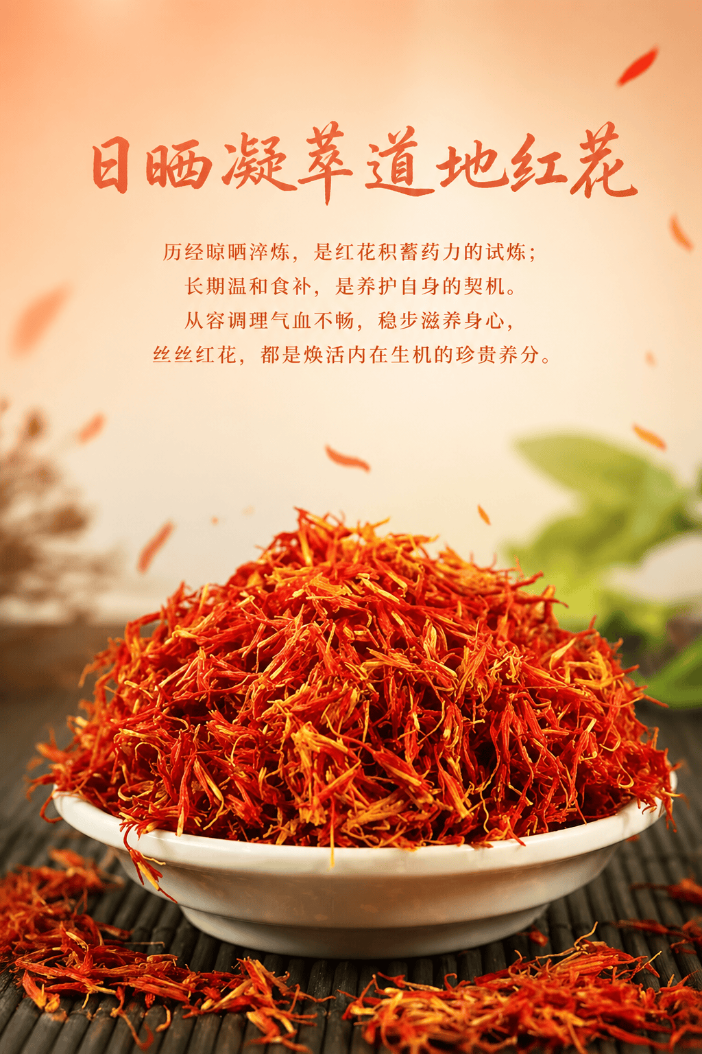 红花草本活血顺气，兼顾气血调和与健脾祛湿调养