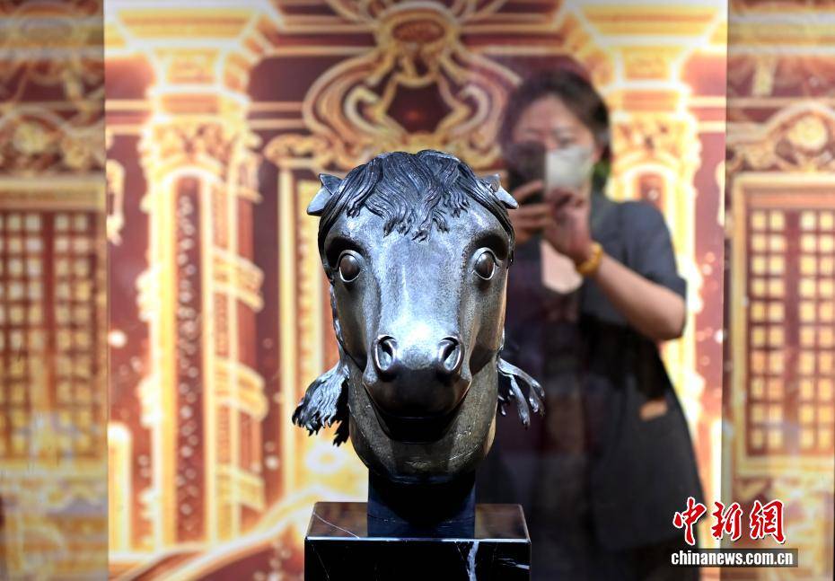 圆明园“马首”铜像真迹亮相福州 游客络绎不绝