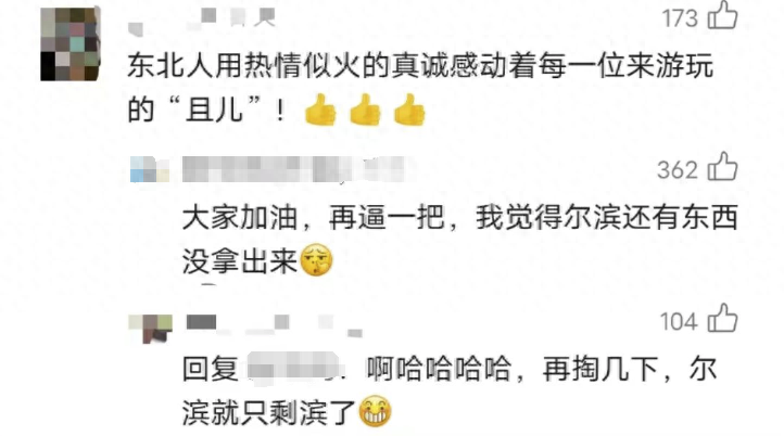 “尔滨呐，再掏几下，就只剩滨了……” 网友 东北虎 砂糖