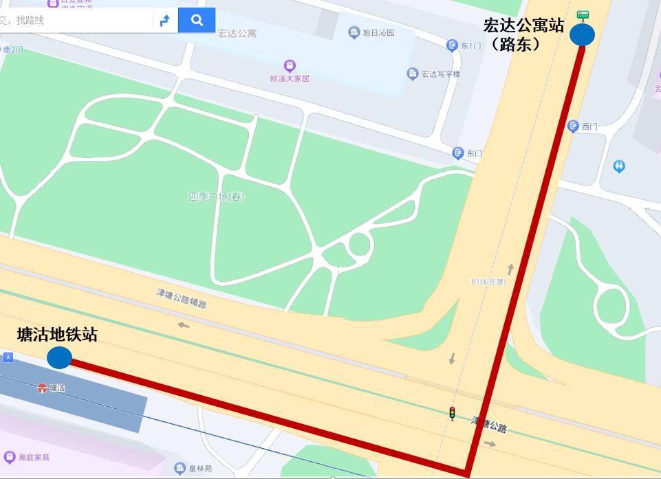 下圖為塘沽地鐵站前往宏達公寓站示意圖乘坐地鐵9號線的乘客可在塘沽