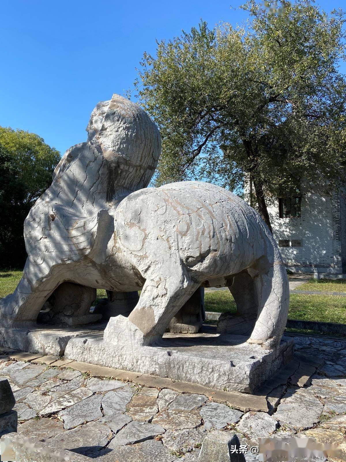 南京:南朝萧憺墓石刻,"看孩子"的石辟邪_石碑_大石_贵族