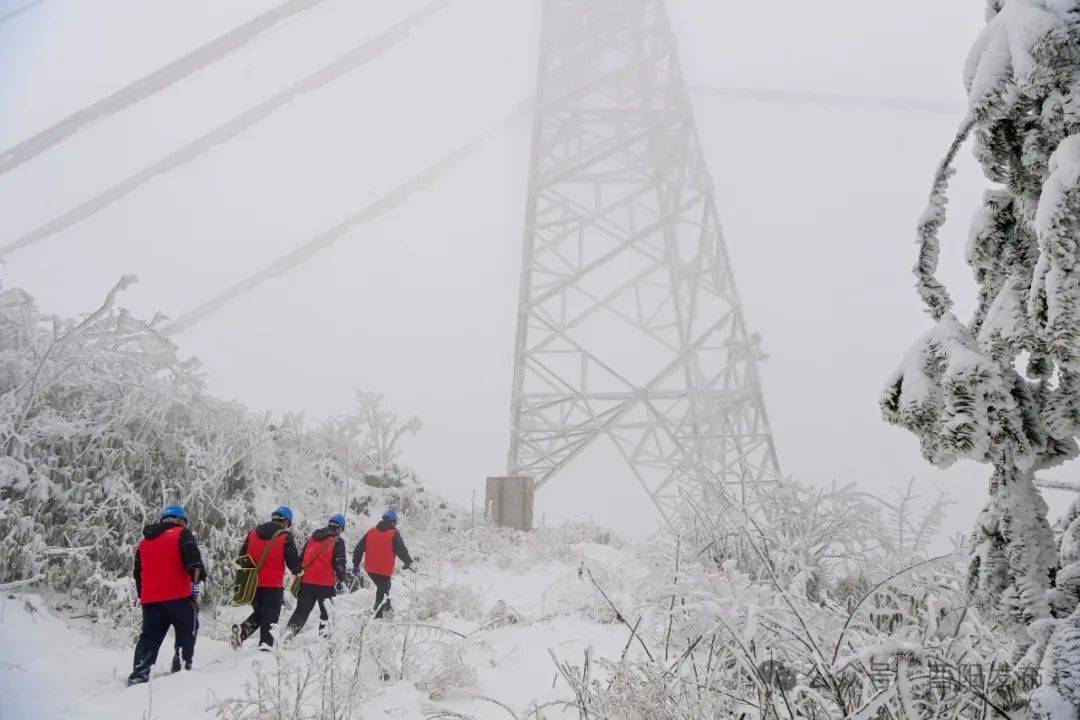 高山雪地的那一抹紅色→_酉陽_輸電_進行