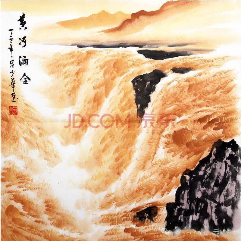 谭老师为你分享国画黄河山水画作品_平台_艺术_江尚仁